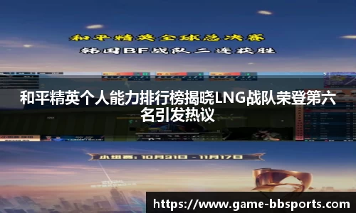 和平精英个人能力排行榜揭晓LNG战队荣登第六名引发热议